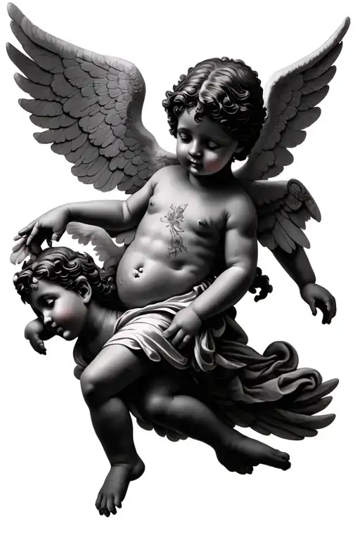 Cherub angel with four tattoo design idea