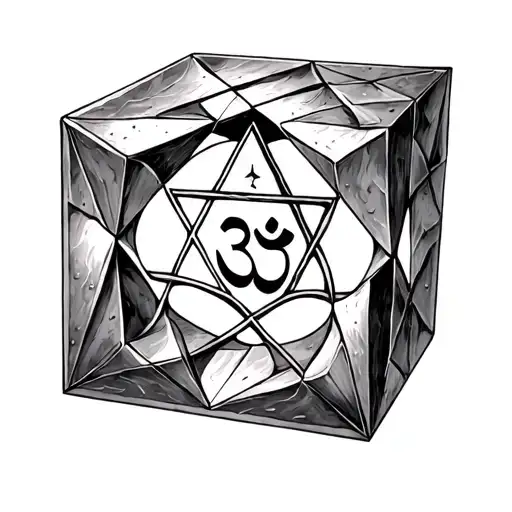 create a hexagram with om s inside on cube symbol made tattoo design idea