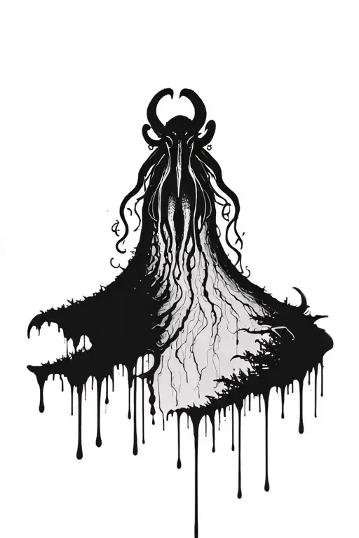 forest graffiti paint drip cthulhu eldritch horror tattoo design idea