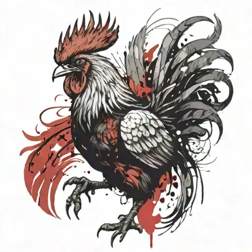 Warrior rooster fighting tattoo design idea