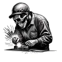 welder creating a skull tattoo design idea