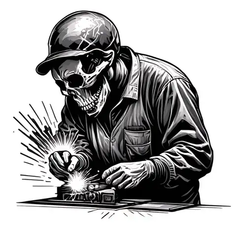 welder creating a skull tattoo design idea