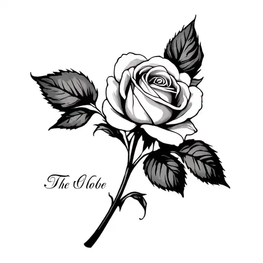 single flower w The Name Chloe as the stem rose tattoo design idea
