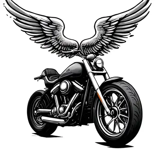motorcycle wheel and wings tattoo design idea
