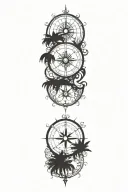 compass rose palms wold tattoo design idea
