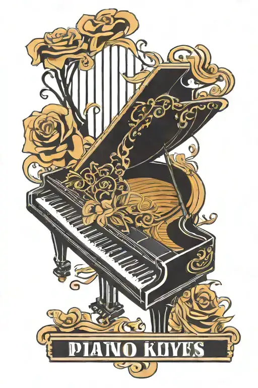 piano keys with name Brandon tattoo design idea