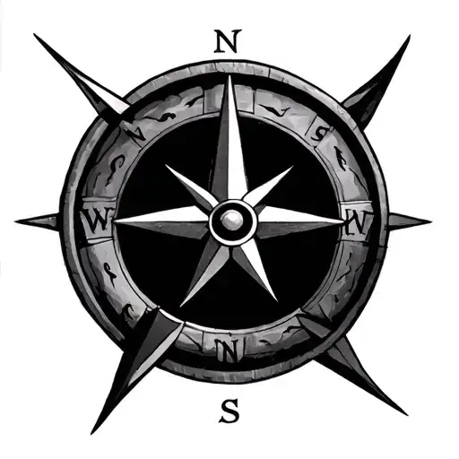 3d compass rose tattoo design idea
