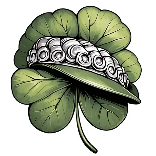 Scally cap on top of clover leaf tattoo design idea