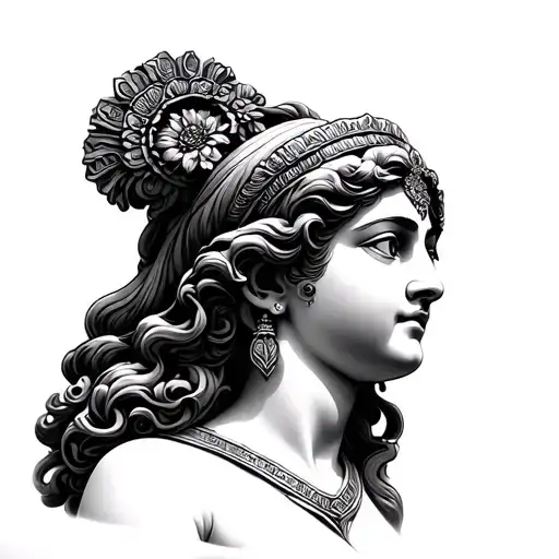 elegant statue of Hera tattoo design idea