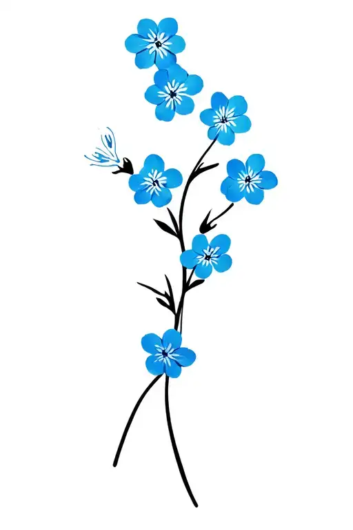 forget-me-not flower branch with 4 blossoms tattoo design idea