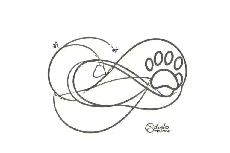  infinity with a dog paw and heart on it  tattoo design idea