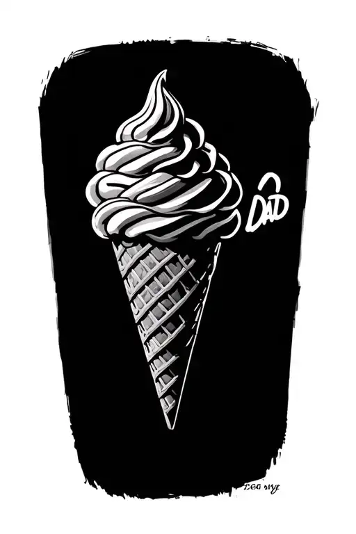 "Dad" ice cream cone tattoo design idea