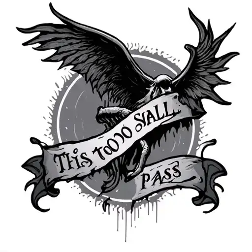 "this too shall pass" scary themed  tattoo design idea