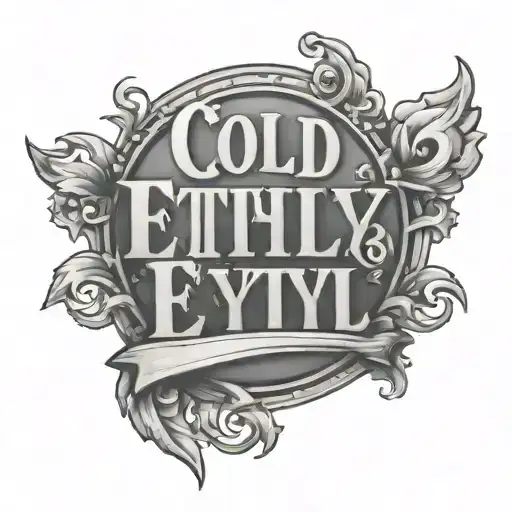 cold ethyl in block letters tattoo design idea