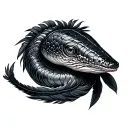 eel covered in feathers  tattoo design idea