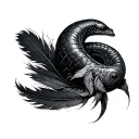 eel covered in feathers  tattoo design idea