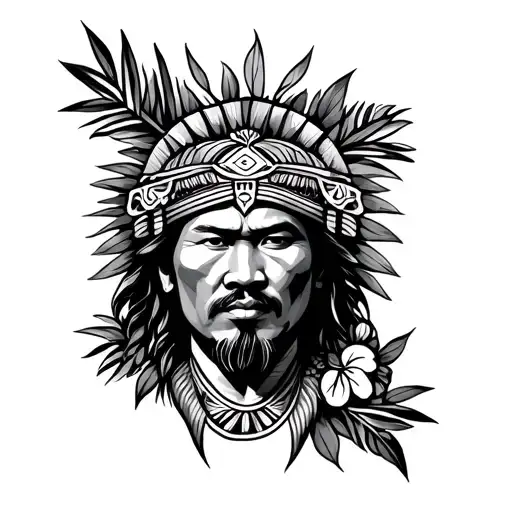 Polynesian full arm, family, protector, father tattoo design idea