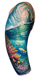 underwater ocean scape scene tattoo design idea