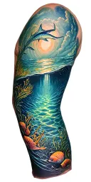 underwater ocean scape scene tattoo design idea