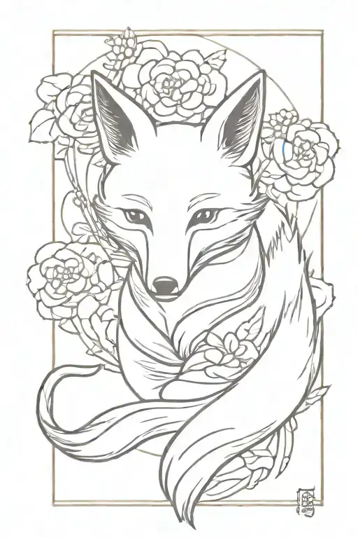 kitsune fox as omamori ofuda protection tattoo design idea