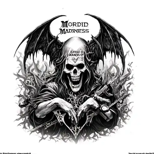 altars of madness, album cover from the band morbid angel as a full sleeve tattoo tattoo design idea