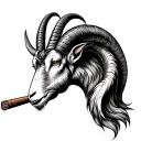 Capricorn goat smoking cigar tattoo design idea