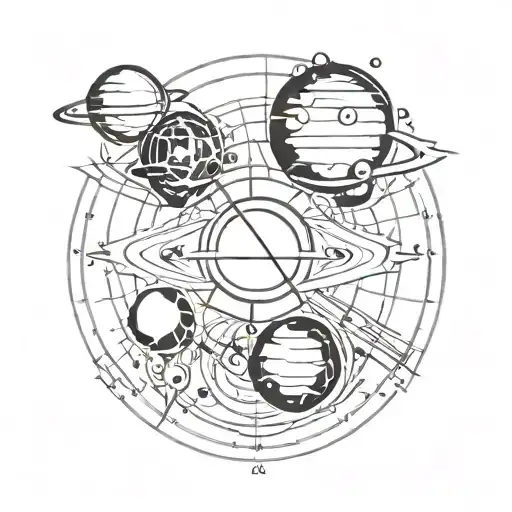 jupiter neptune and earth alchemic symbols forming tattoo design idea