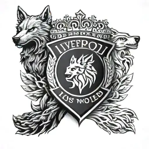 liverpool and wolves football badge combined together tattoo design idea