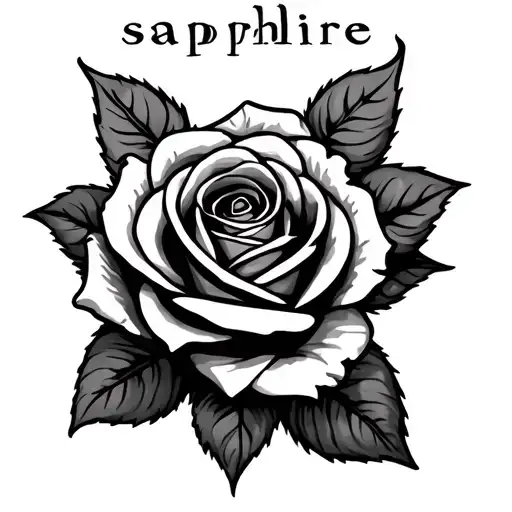 the name 'sapphire' with a rose intertwined tattoo design idea