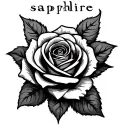 the name 'sapphire' with a rose intertwined tattoo design idea