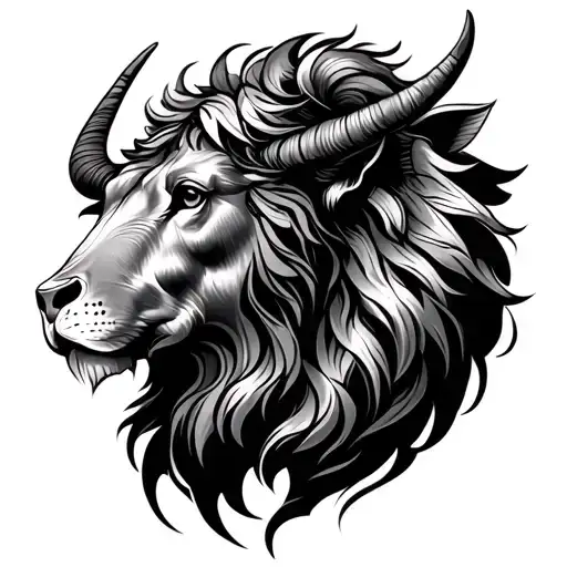 Generate Tattoo Image that combines Sagitarrius, Taurus, Aquarius and Leo Zodiac Sign tattoo design idea