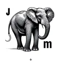 using the letters j, k, l, n, and m create an outline of an elephant tattoo design idea