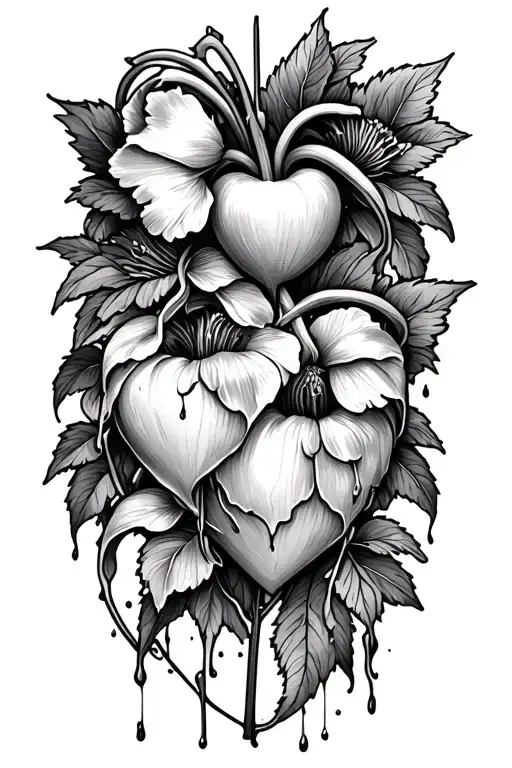 bleeding heart flowers tattoo design idea