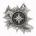 Compass Mountain tattoo design idea