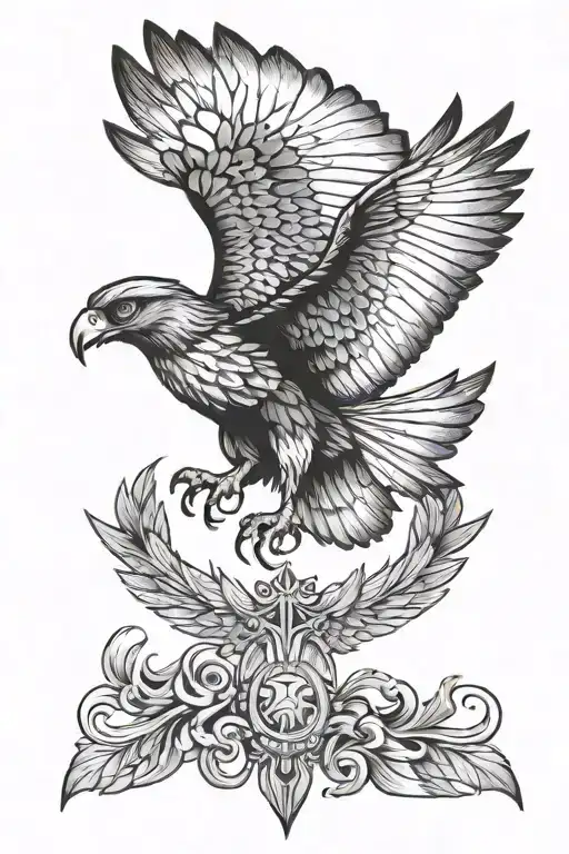 hawk wings spread wide tattoo design idea