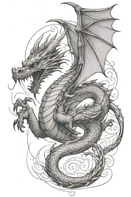 dragon flying tattoo design idea