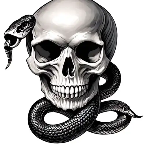 Skull, gemini, snake tattoo design idea