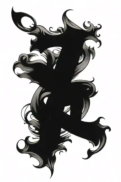 Black letters g tattoo design idea