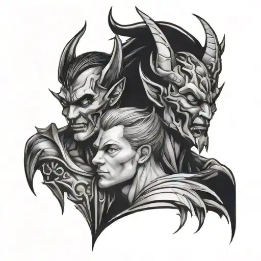 angle and devil tattoo design idea