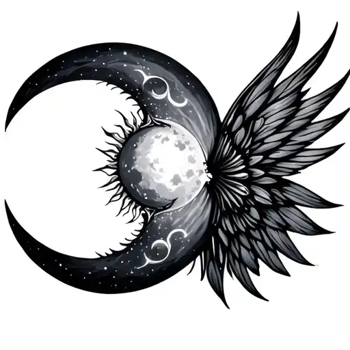 sun and moon fairy wings  tattoo design idea