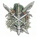 royal marines commando dagger combined tattoo design idea