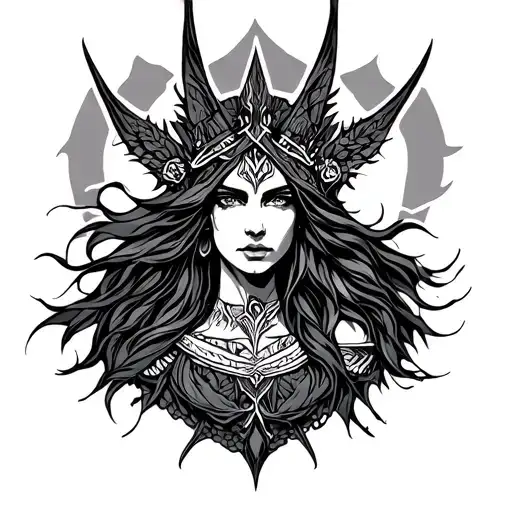 Freya Nordic goddess tattoo design idea