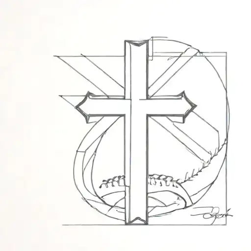 cross, baseball and 7355608 tattoo design idea