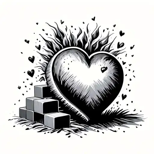 heart, bricks, we built this love from the ground up tattoo design idea