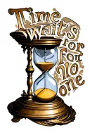"Time waits for no one" ouroborus hourglass tattoo gothic  tattoo design idea