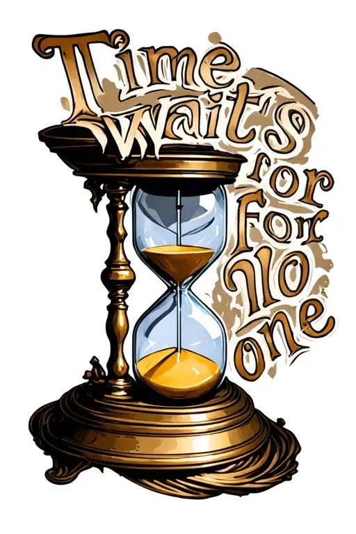 "Time waits for no one" ouroborus hourglass tattoo gothic  tattoo design idea