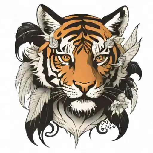 tiger face with fairy wings  tattoo design idea