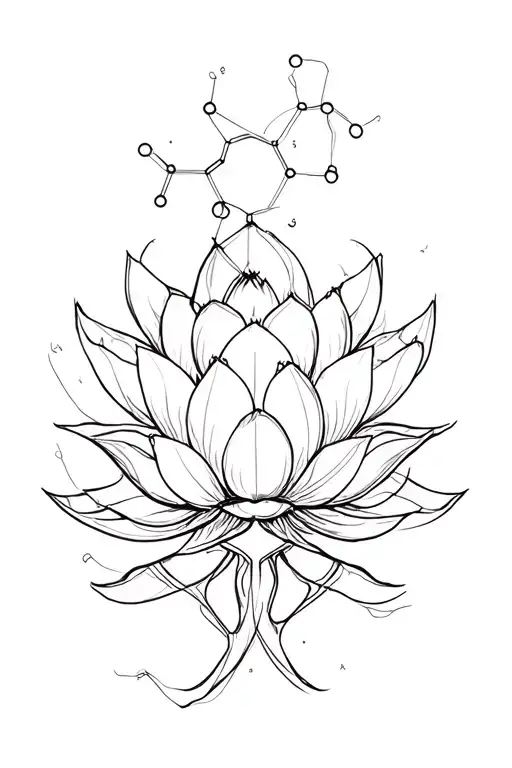 dmt molecule structured lotus tattoo design idea