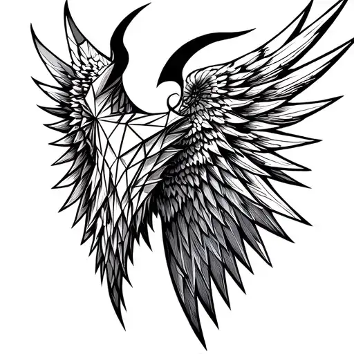 Devil wings with half angel wing attached tattoo design idea