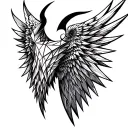 Devil wings with half angel wing attached tattoo design idea